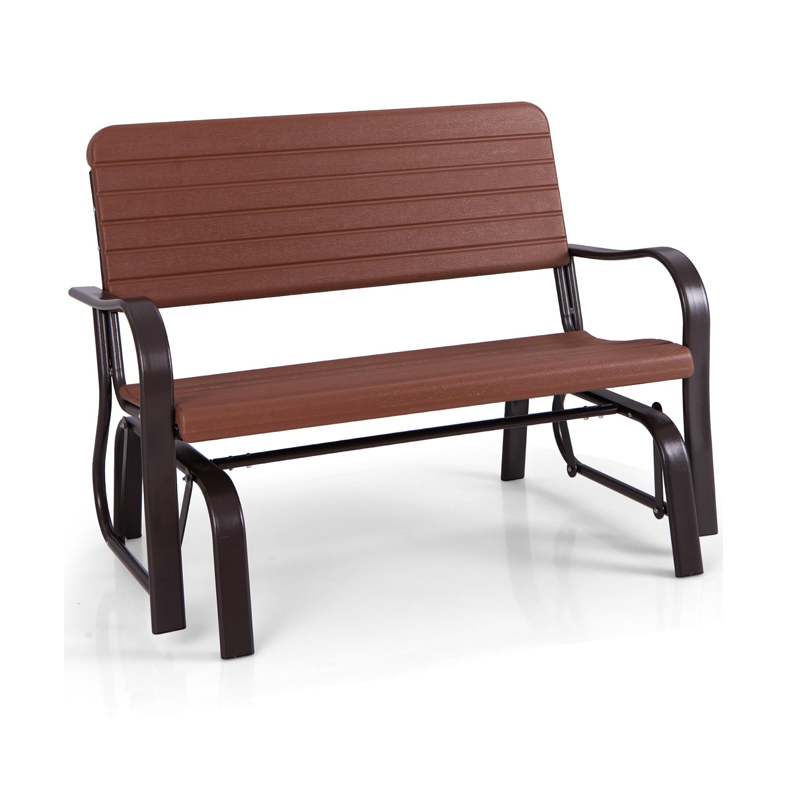 2-Seat Porch Glider, HDPE Back Seat, Steel Frame, Brown Patio Rocking Chairs & Gliders Brown at Gallery Canada