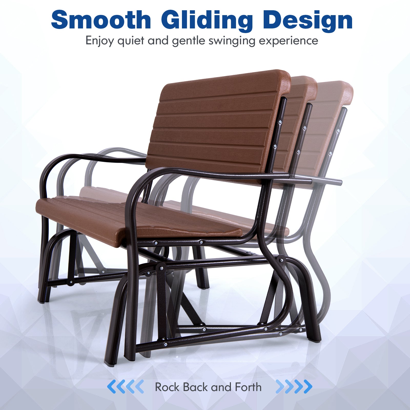 2-Seat Porch Glider, HDPE Back Seat, Steel Frame, Brown Patio Rocking Chairs & Gliders at Gallery Canada