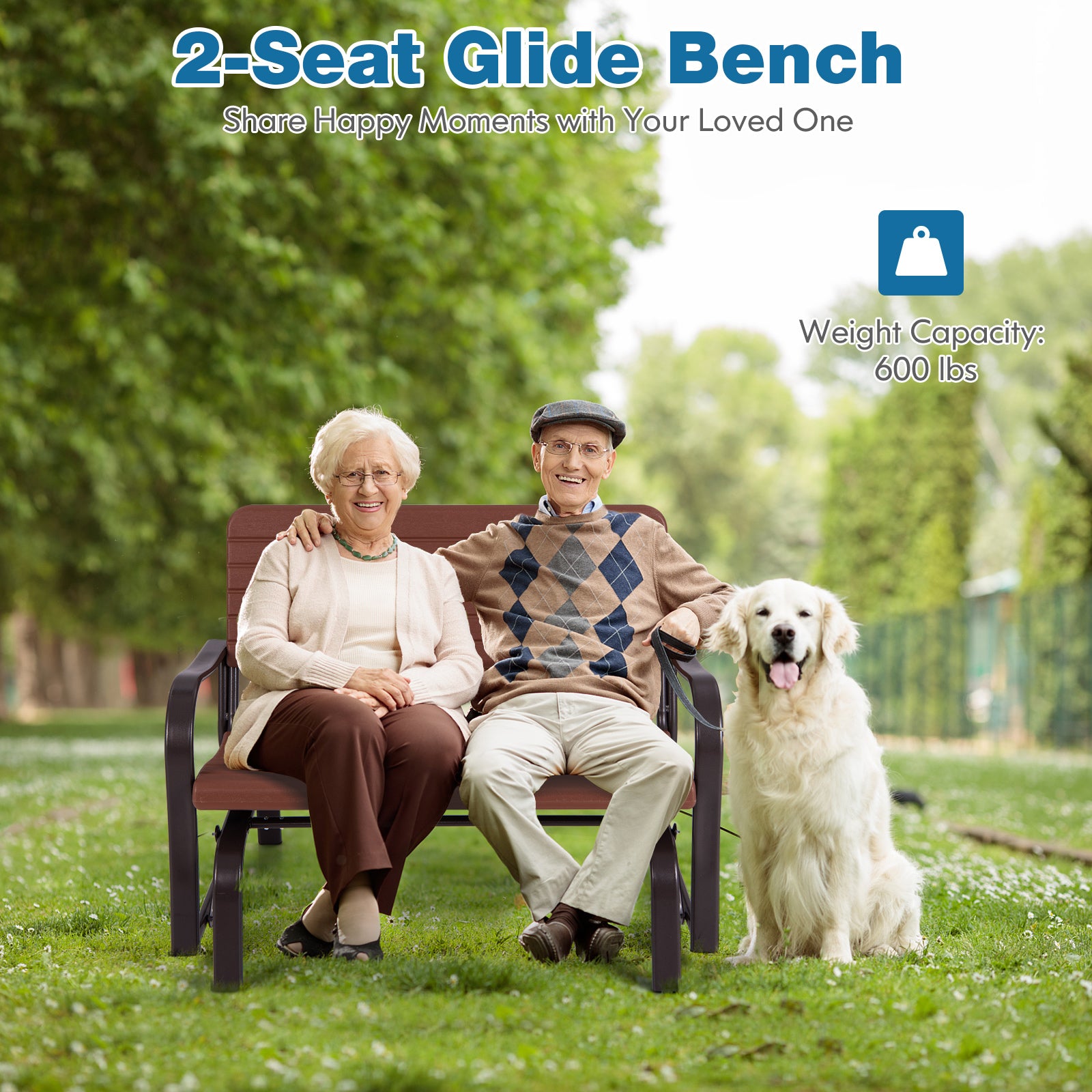 2-Seat Porch Glider, HDPE Back Seat, Steel Frame, Brown Patio Rocking Chairs & Gliders at Gallery Canada