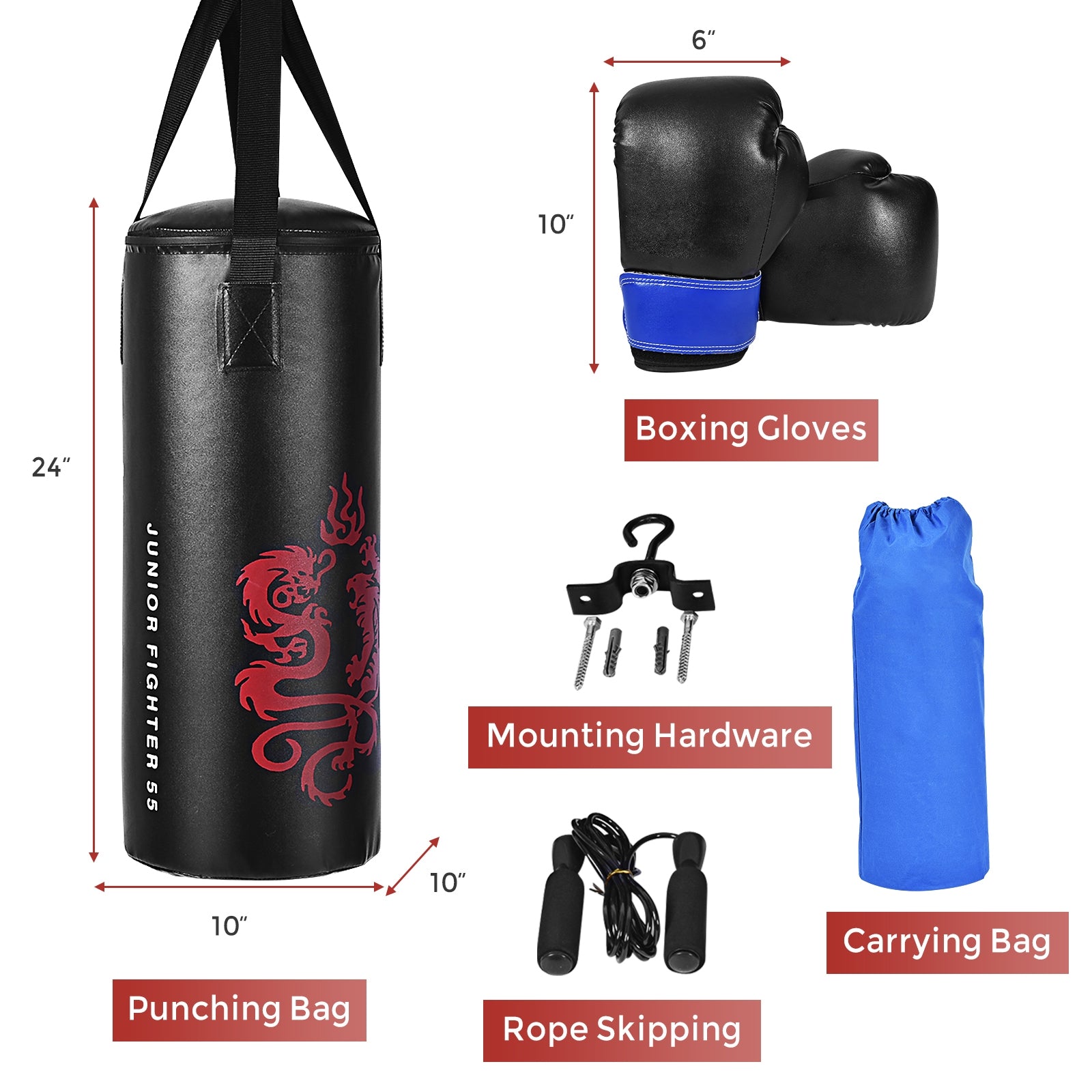 2 Feet Kids Gloves Skipping Rope Boxing Set, Black Boxing & Martial Arts at Gallery Canada