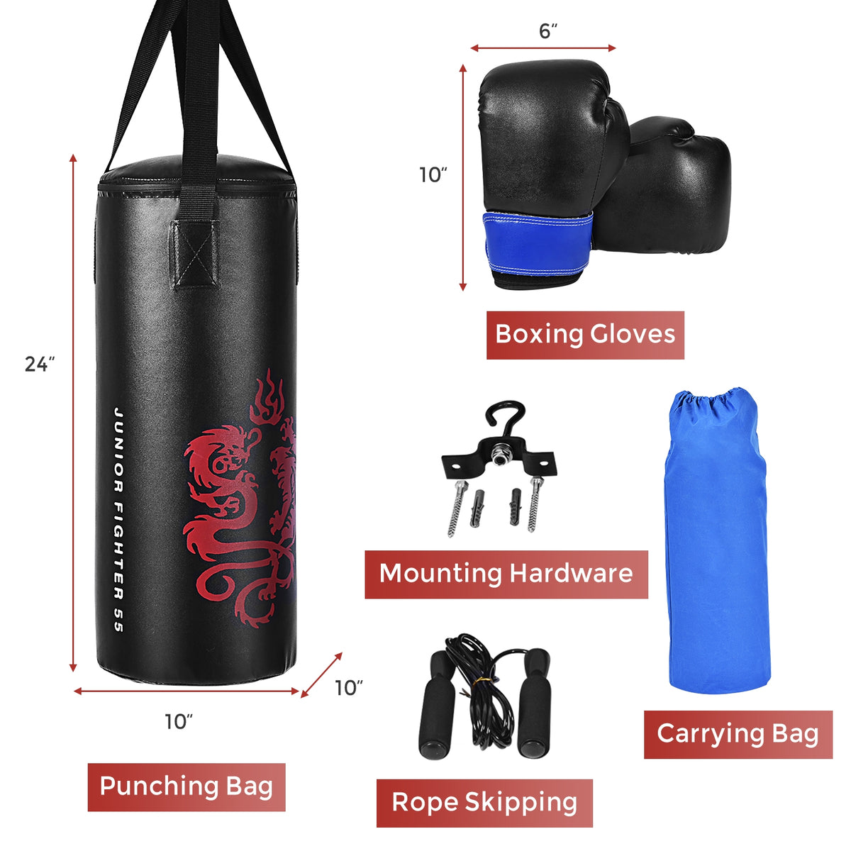 2 Feet Kids Gloves Skipping Rope Boxing Set, Black Boxing & Martial Arts at Gallery Canada