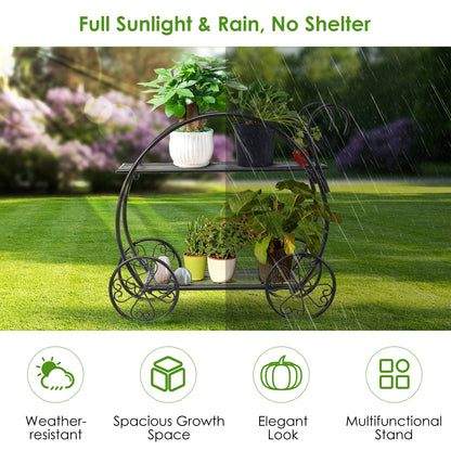 Heavy Duty Metal Flower Cart Plant Stand, Black Plant Stands at Gallery Canada