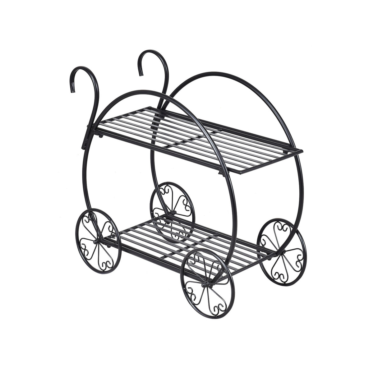 Heavy Duty Metal Flower Cart Plant Stand, Black Plant Stands at Gallery Canada