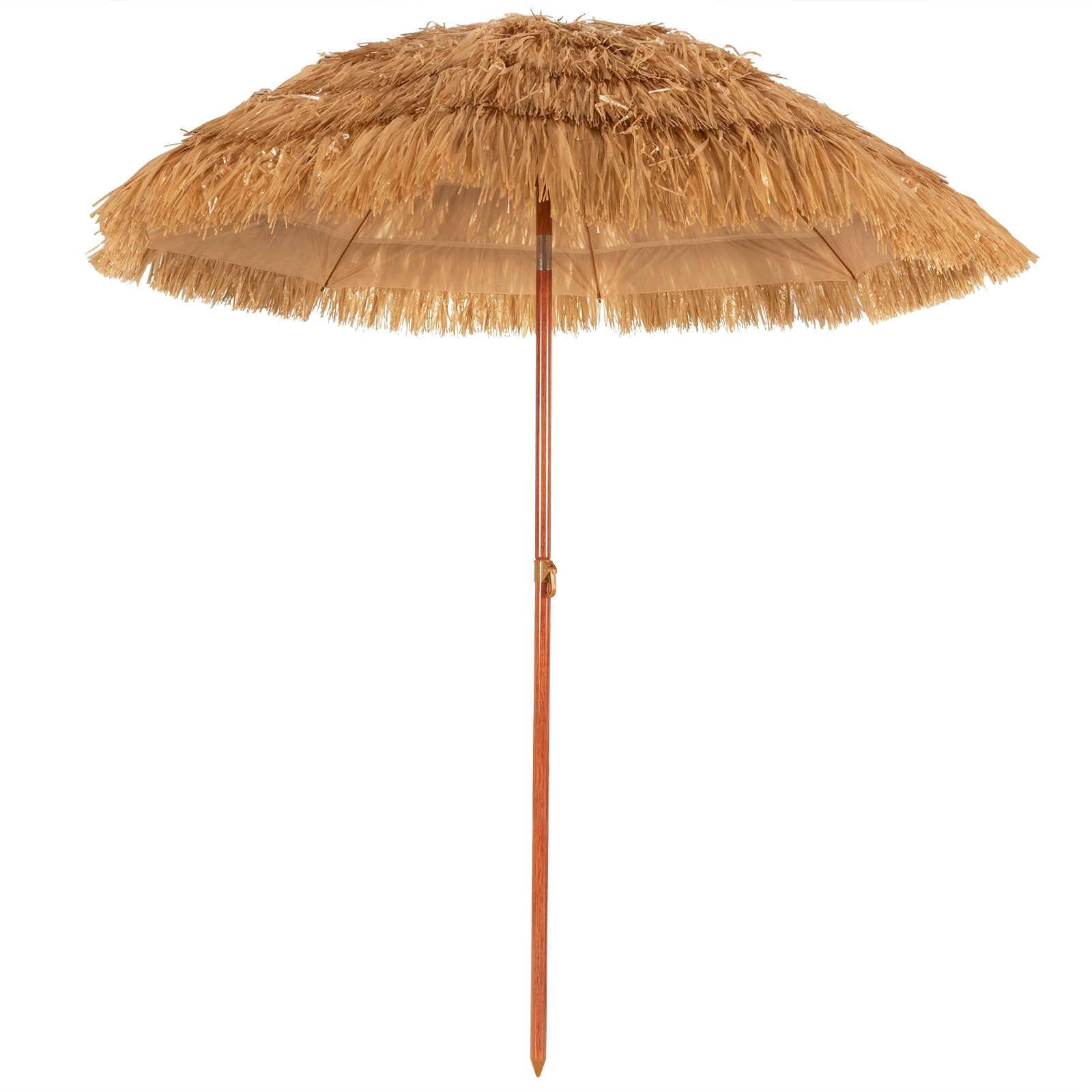 6.5 Feet Portable Thatched Tiki Beach Umbrella, Adjustable Tilt, Natural Outdoor Umbrellas at Gallery Canada