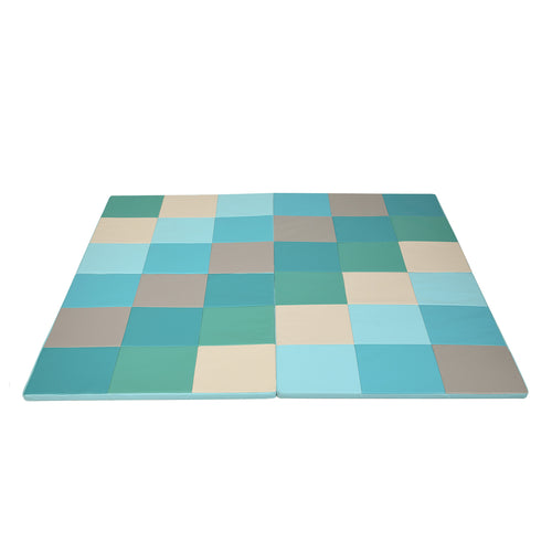 58 Inch Toddler Foam Play Mat, Folding Activity Floor Mat, Light Blue