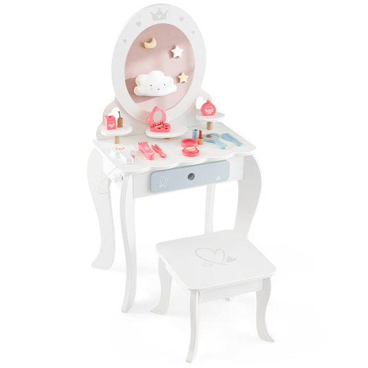 Kids Princess Makeup Table And Chair Set, White Kids Vanities White at Gallery Canada