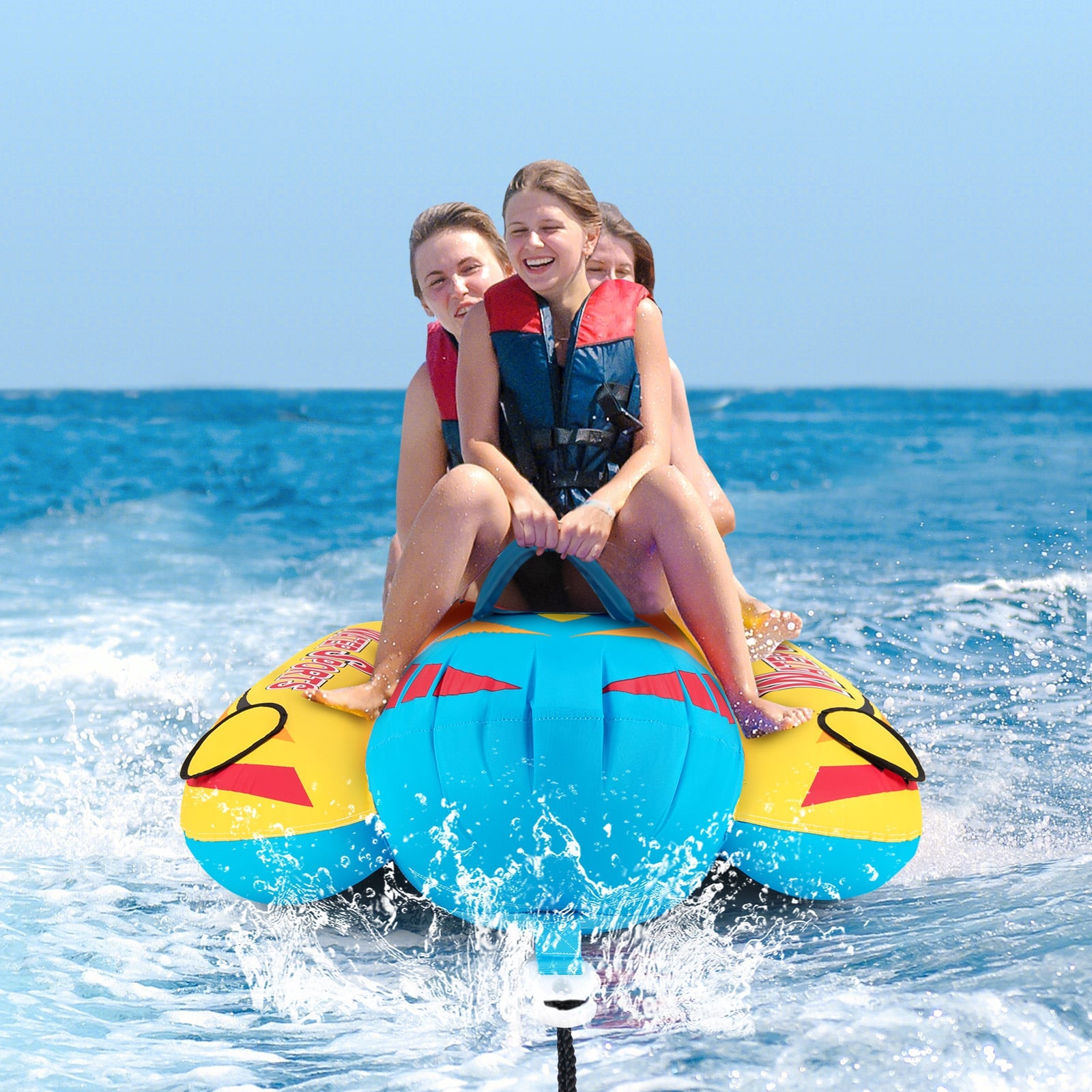 3-Person Inflatable Banana Boat, EVA-Padded Seats, Orange Water Sports at Gallery Canada