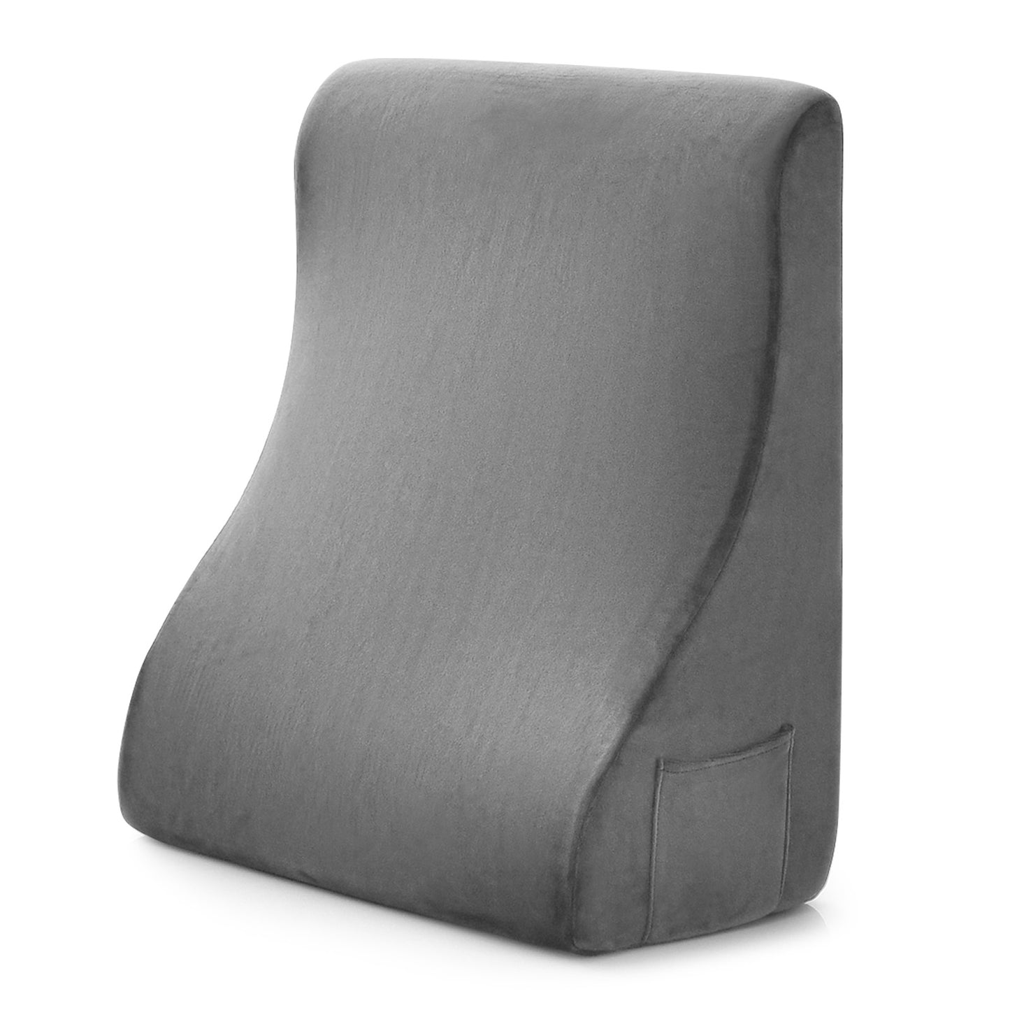Bed Wedge Pillow With Tablet Stand, Side Pockets, Gray Bedding Gray at Gallery Canada