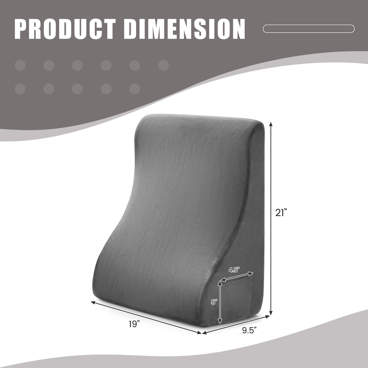 Bed Wedge Pillow With Tablet Stand, Side Pockets, Gray Bedding at Gallery Canada