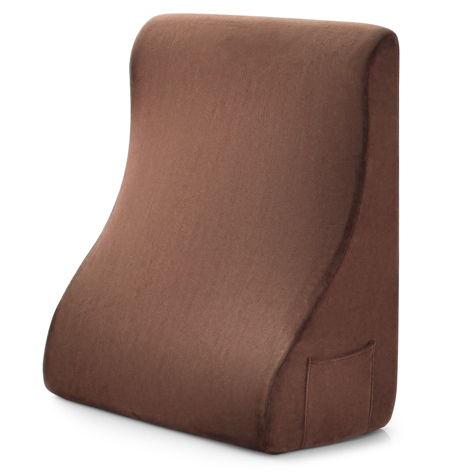 Bed Wedge Pillow With Tablet Stand, Side Pockets, Brown Bedding Brown at Gallery Canada