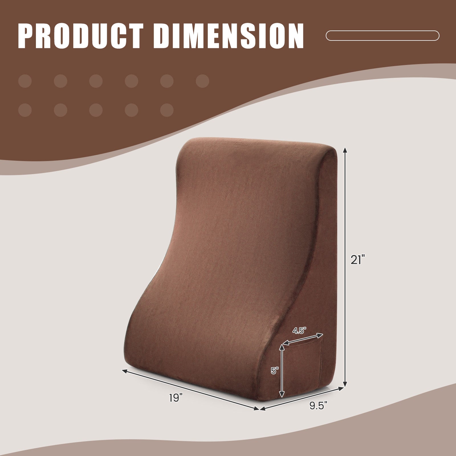 Bed Wedge Pillow With Tablet Stand, Side Pockets, Brown Bedding at Gallery Canada