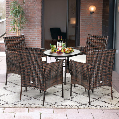2 Pieces Outdoor PE Rattan Armchairs, Removable Cushions, Brown Patio Dining Chairs at Gallery Canada