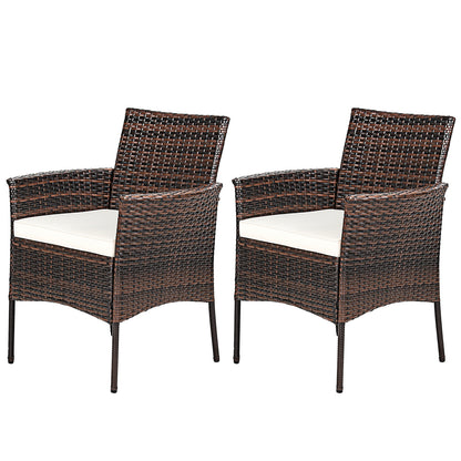2 Pieces Outdoor PE Rattan Armchairs, Removable Cushions, Brown Patio Dining Chairs at Gallery Canada