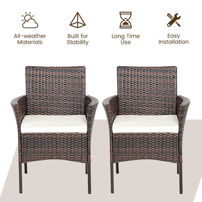 2 Pieces Outdoor PE Rattan Armchairs, Removable Cushions, Brown Patio Dining Chairs at Gallery Canada