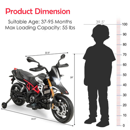 12V Kids Ride-On Motorcycle, With Sounds And Music, Black Powered Ride On Toys at Gallery Canada