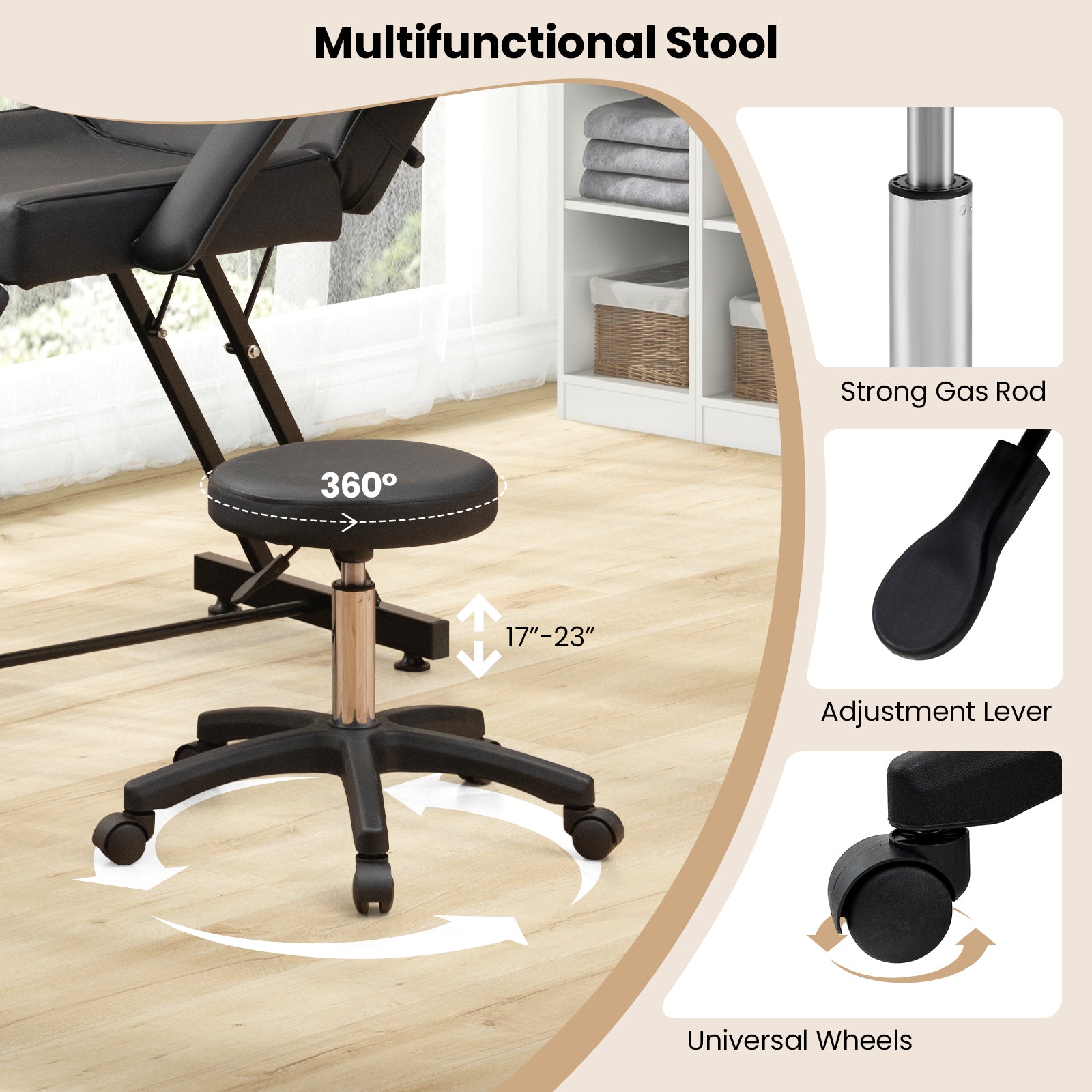 73 Inch Facial Chair Set, Removable Headrest, Detachable Armrests, Black Spa & Salon at Gallery Canada