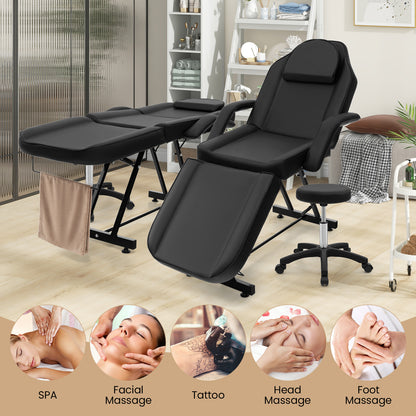 73 Inch Facial Chair Set, Removable Headrest, Detachable Armrests, Black Spa & Salon at Gallery Canada