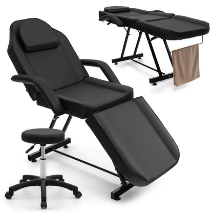 73 Inch Facial Chair Set, Removable Headrest, Detachable Armrests, Black Spa & Salon Black at Gallery Canada