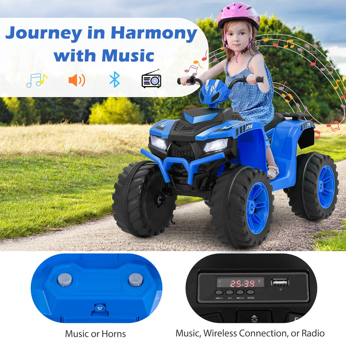 24V Kids Ride On Electric ATV, For Toddlers 3-8 Years, Blue Powered Ride On Toys at Gallery Canada