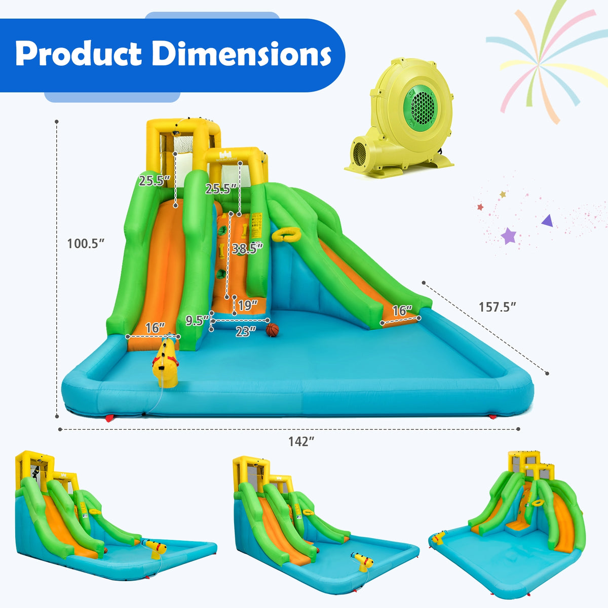 Kids Inflatable Water Park Bounce House, 480W Blower Bounce House at Gallery Canada