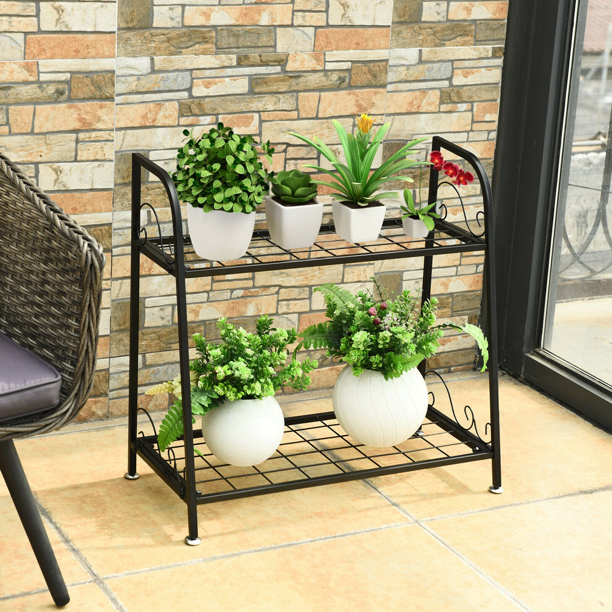 2-Tier Patio Metal Plant Stand Plant Stands at Gallery Canada