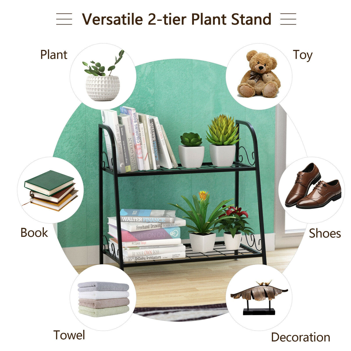 2-Tier Patio Metal Plant Stand Plant Stands at Gallery Canada