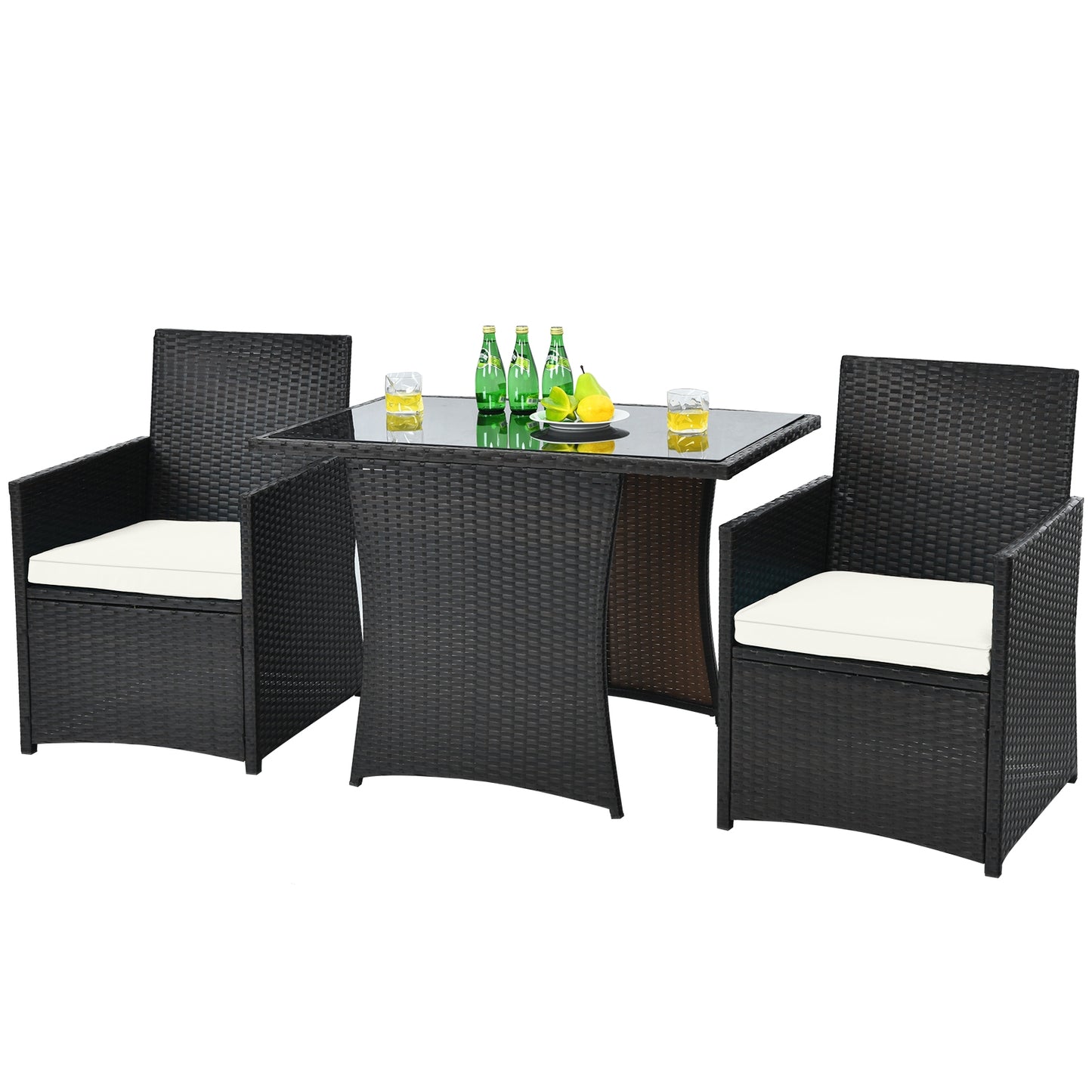 3 Piece Patio Rattan Furniture Set, White Patio Conversation Sets at Gallery Canada