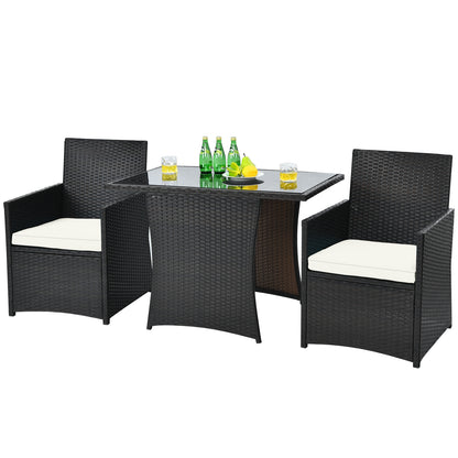 3 Piece Patio Rattan Furniture Set, White Patio Conversation Sets at Gallery Canada