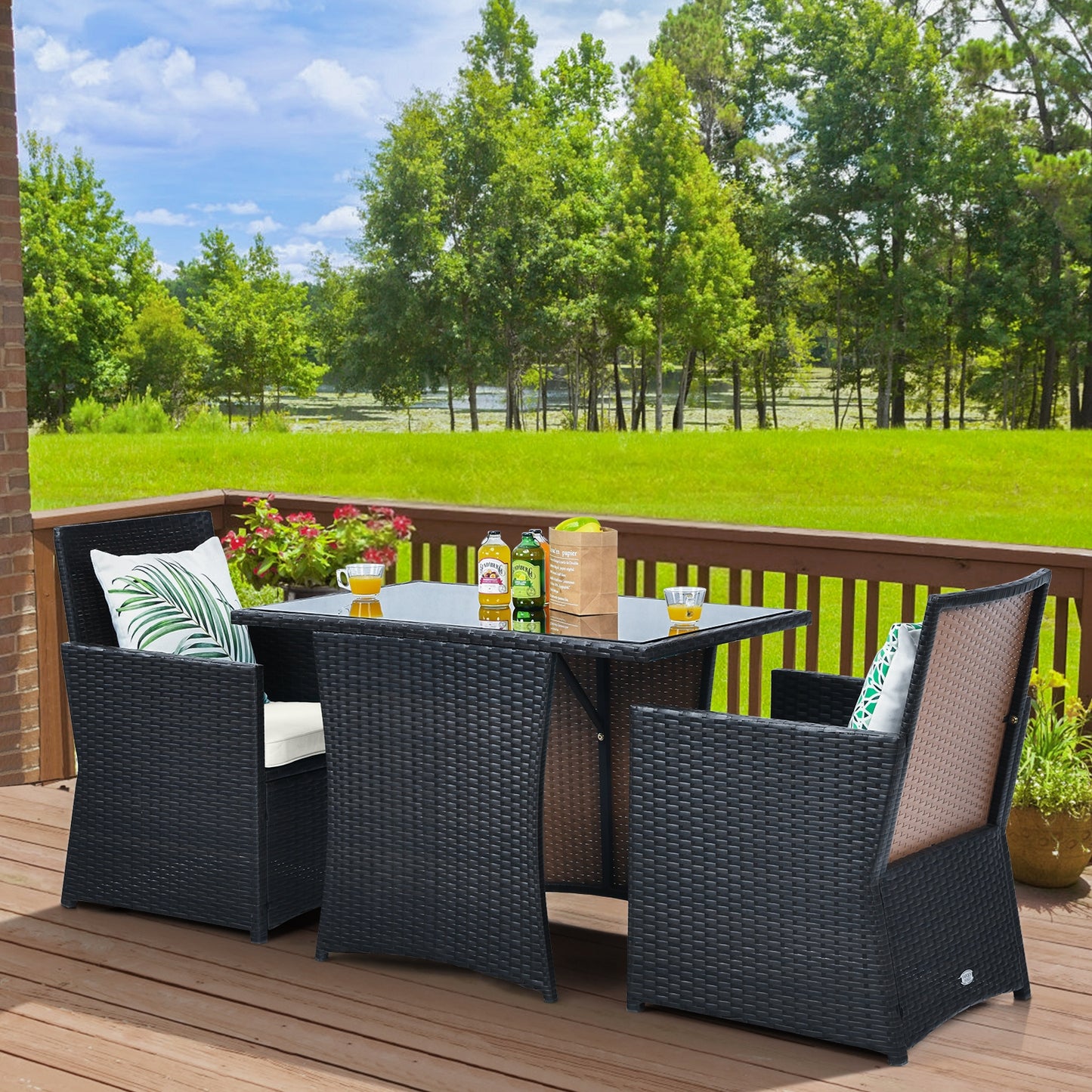 3 Piece Patio Rattan Furniture Set, White Patio Conversation Sets at Gallery Canada