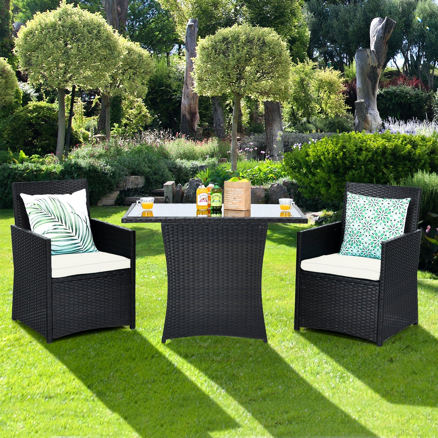 3 Piece Patio Rattan Furniture Set, White Patio Conversation Sets at Gallery Canada