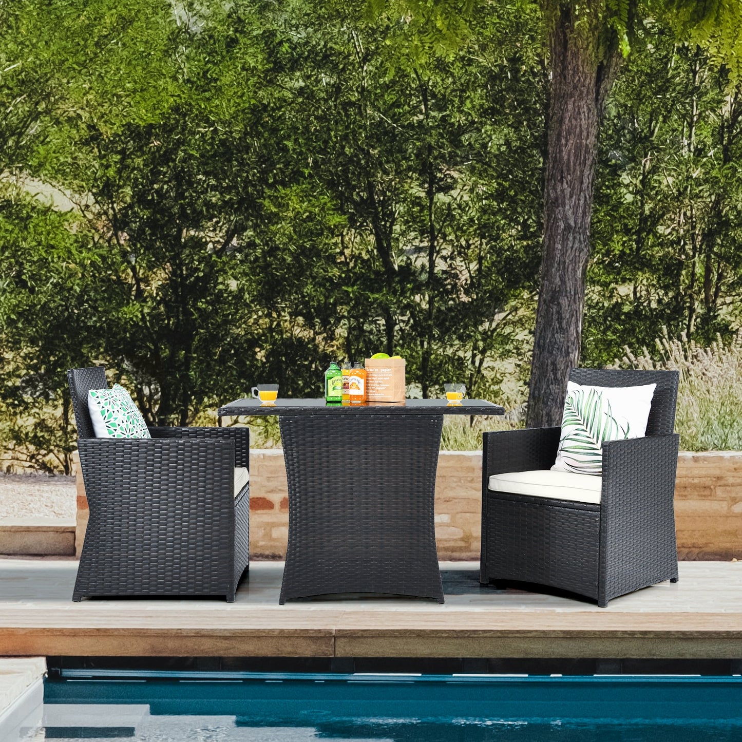 3 Piece Patio Rattan Furniture Set, White Patio Conversation Sets at Gallery Canada