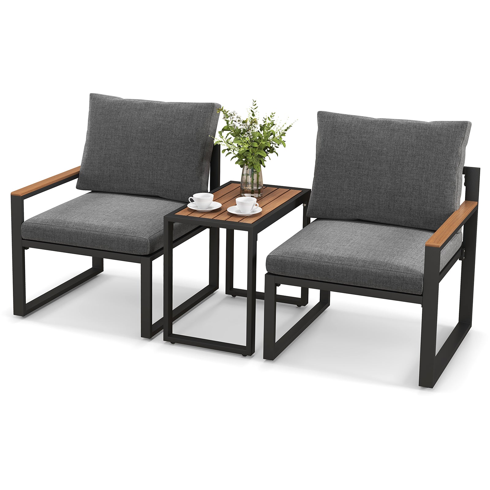 3-Piece Aluminum Frame Outdoor Conversation Set, Weatherproof Cushions, Gray Patio Conversation Sets at Gallery Canada