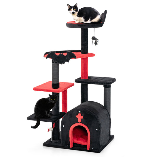 Gothic Cat Tree, 53 Inch Tall, Cat Tower With Bed And Arch Condo, Black Cat Trees Condos & Scratchers Black at Gallery Canada