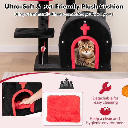 Gothic Cat Tree, 53 Inch Tall, Cat Tower With Bed And Arch Condo, Black Cat Trees Condos & Scratchers at Gallery Canada