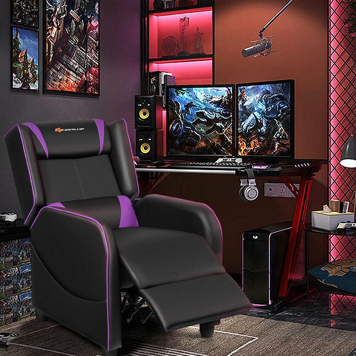 Massage Gaming Recliner Chair, Purple Gaming Chairs at Gallery Canada