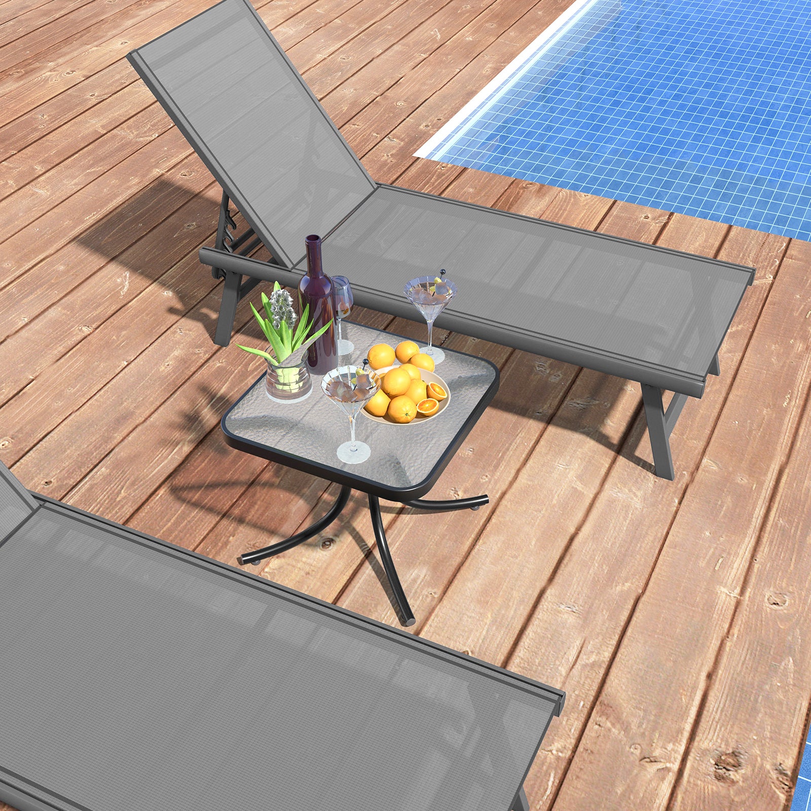 Tempered Glass Top Patio Table, Heavy-Duty Metal Frame, Black Patio Coffee Tables at Gallery Canada
