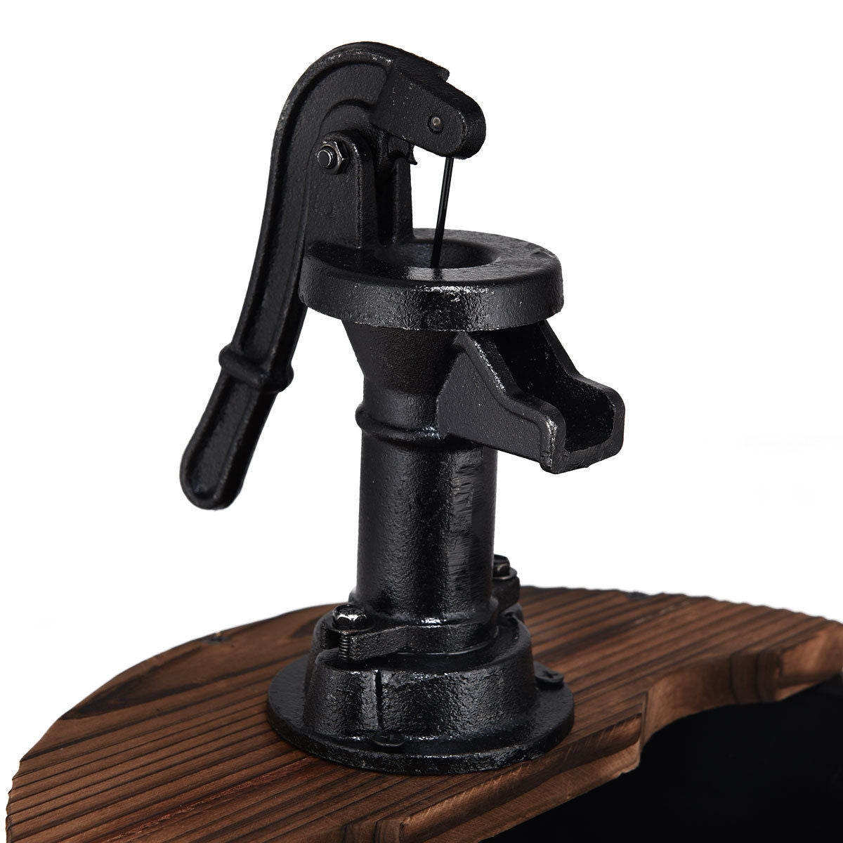 2-Tiers Outdoor Wooden Barrel Waterfall Fountain with Pump, Brown Outdoor Decor at Gallery Canada