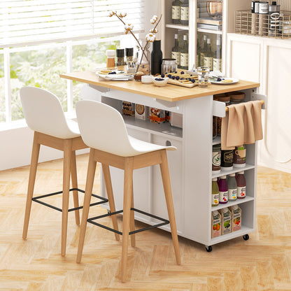 Rolling Kitchen Island Cart With Power Outlet, White And Natural Kitchen Islands & Carts at Gallery Canada
