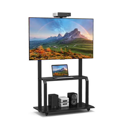 Mobile TV Stand With Camera Shelf, AV Shelves, 32-80 Inch, Black Entertainment Centers & TV Stands at Gallery Canada