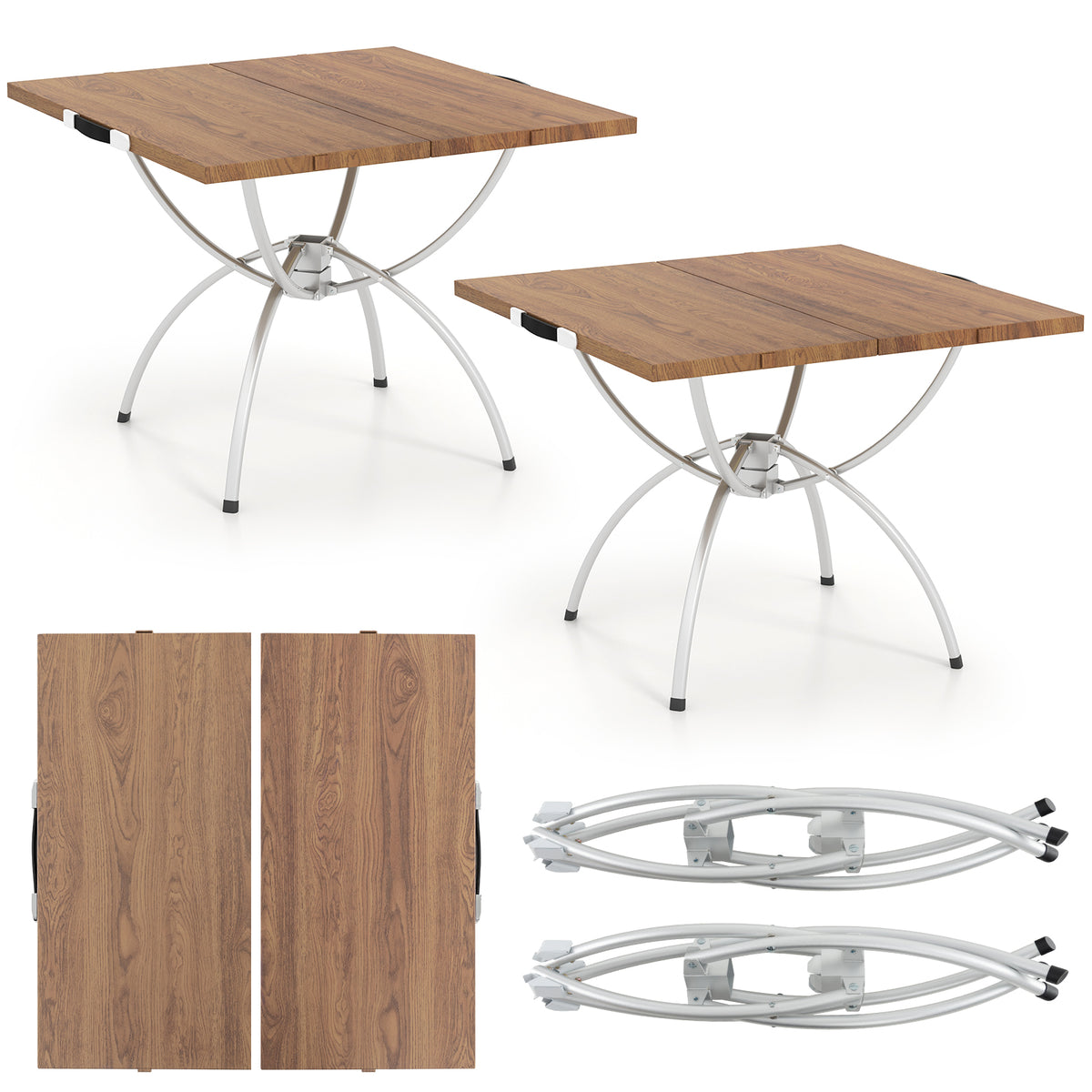 Folding Camping Table, 2 Pack, Wood-Grain Tabletop, Natural Camping Furniture at Gallery Canada