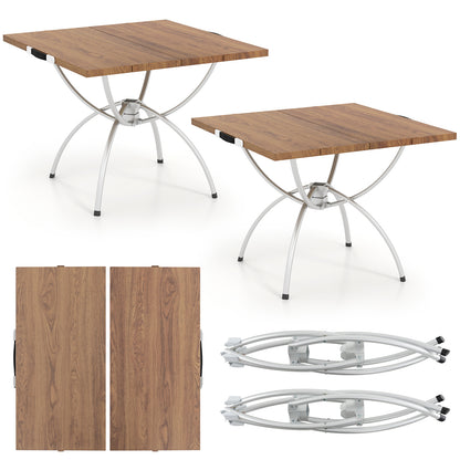 Folding Camping Table, 2 Pack, Wood-Grain Tabletop, Natural Camping Furniture at Gallery Canada