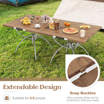 Folding Camping Table, 2 Pack, Wood-Grain Tabletop, Natural Camping Furniture at Gallery Canada