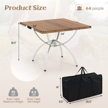 Folding Camping Table, 2 Pack, Wood-Grain Tabletop, Natural Camping Furniture at Gallery Canada