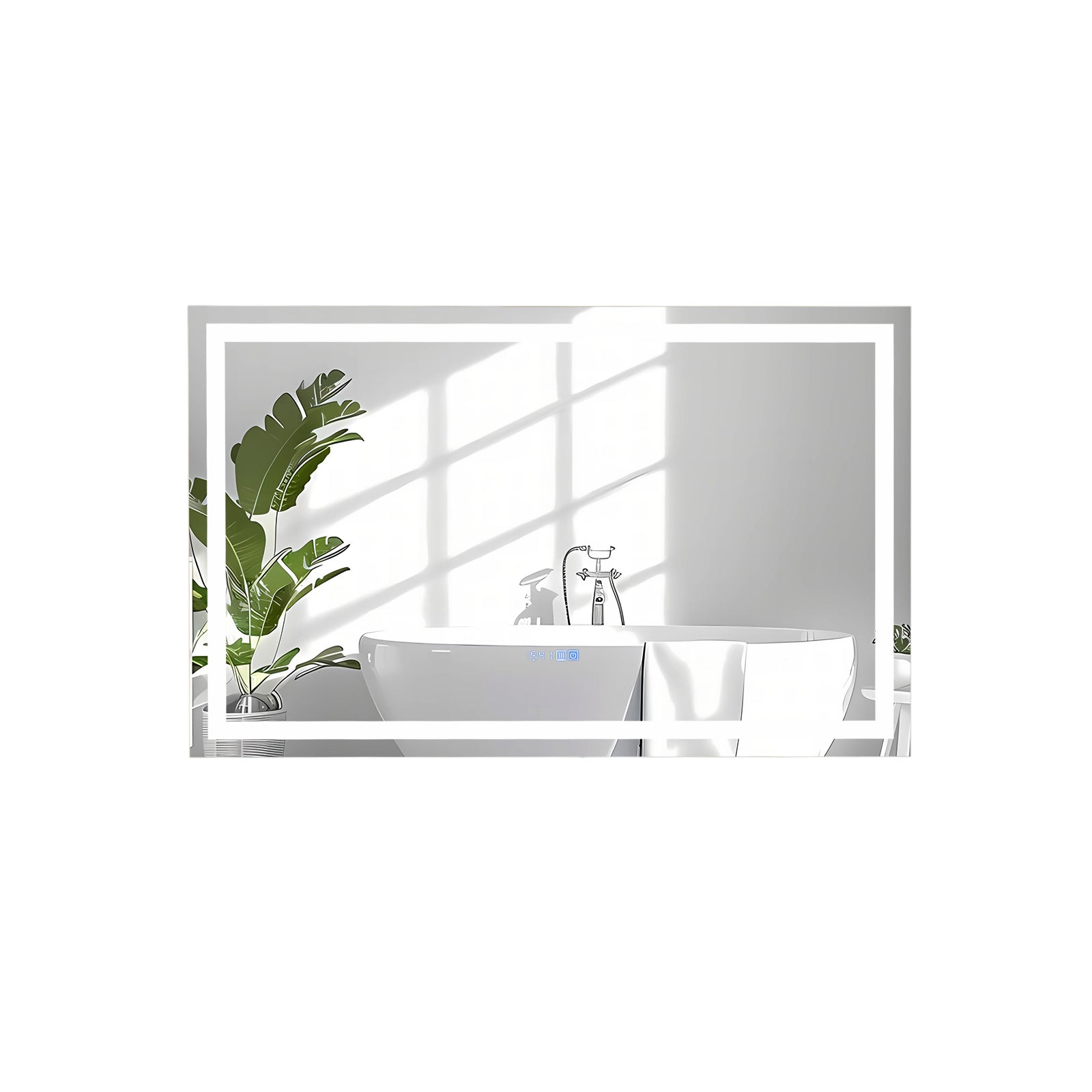 LED Bathroom Mirror, Wall Mounted Rectangle, 3-Color Dimmable Lights, L, Silver Wall Mirrors at Gallery Canada