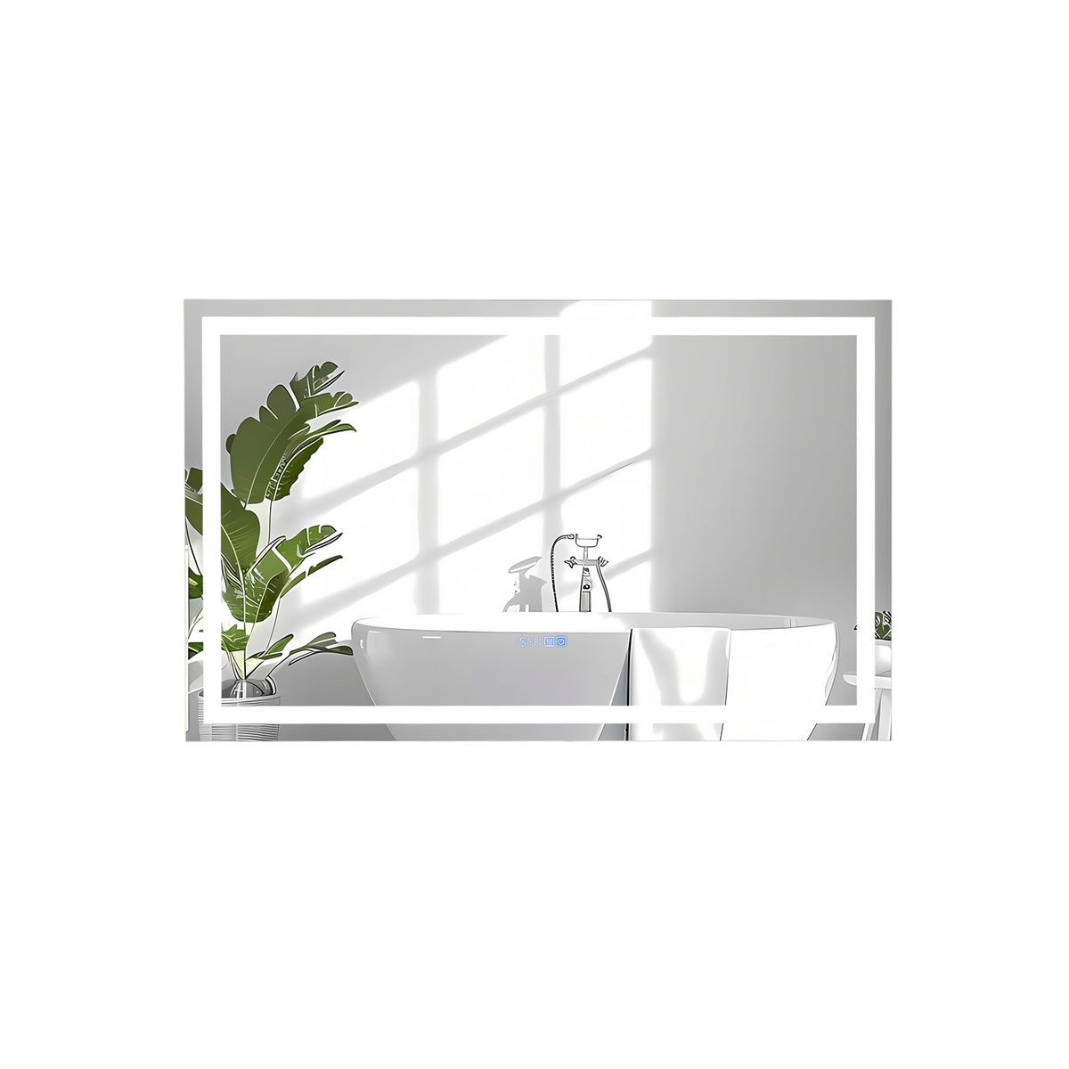 LED Bathroom Mirror, Wall Mounted Rectangle, 3-Color Dimmable Lights, L, Silver Wall Mirrors Silver at Gallery Canada
