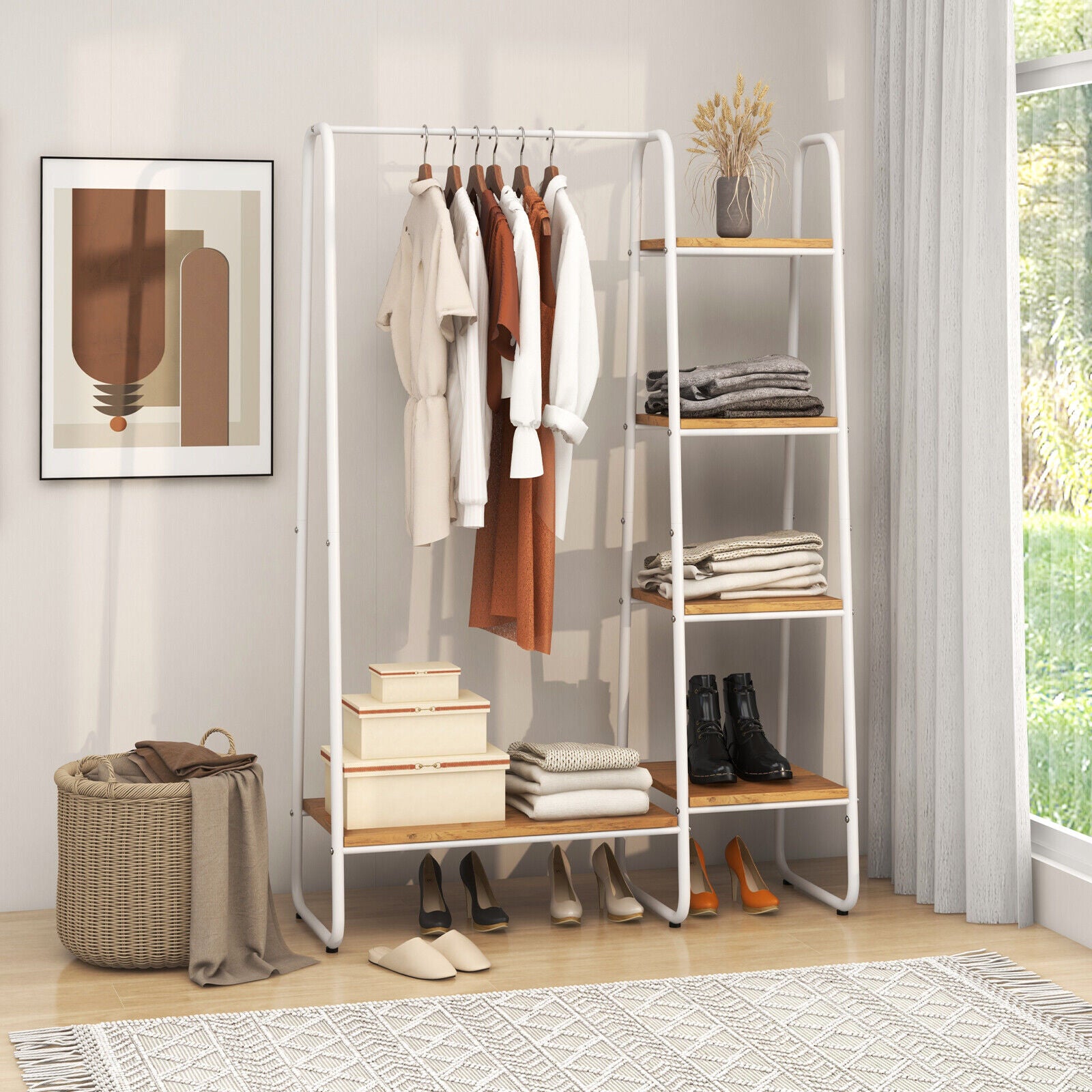 Clothes Rack, Free Standing Storage Tower, Metal Frame, Natural Clothing & Closet Storage at Gallery Canada