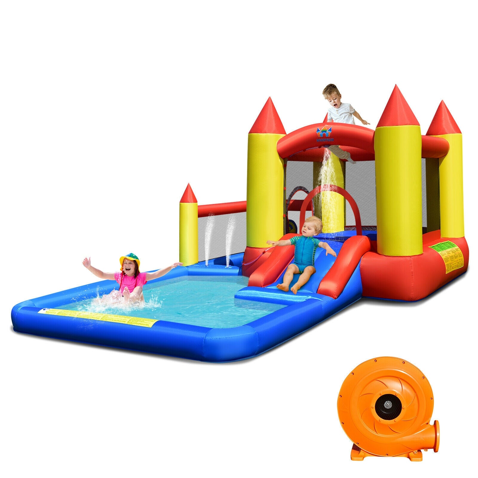 Inflatable Water Slide Castle Bounce House, 480W Blower, Multicolor Bounce House at Gallery Canada