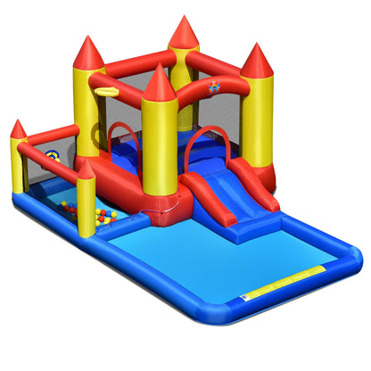Inflatable Water Slide Castle Bounce House, 480W Blower, Multicolor Bounce House at Gallery Canada