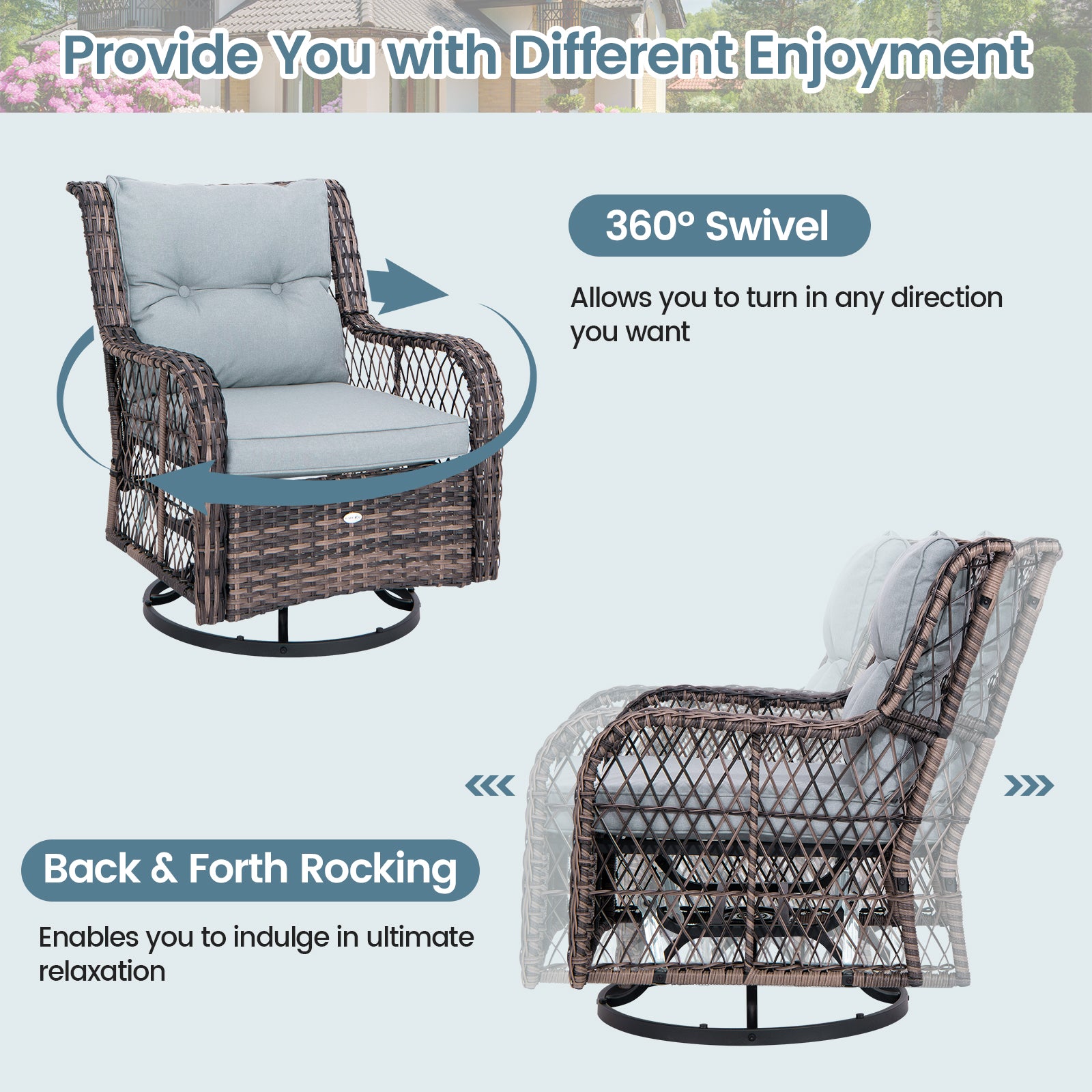 Outdoor Swivel Rocker Set, 3 Pieces, With Side Table, Gray Patio Conversation Sets at Gallery Canada