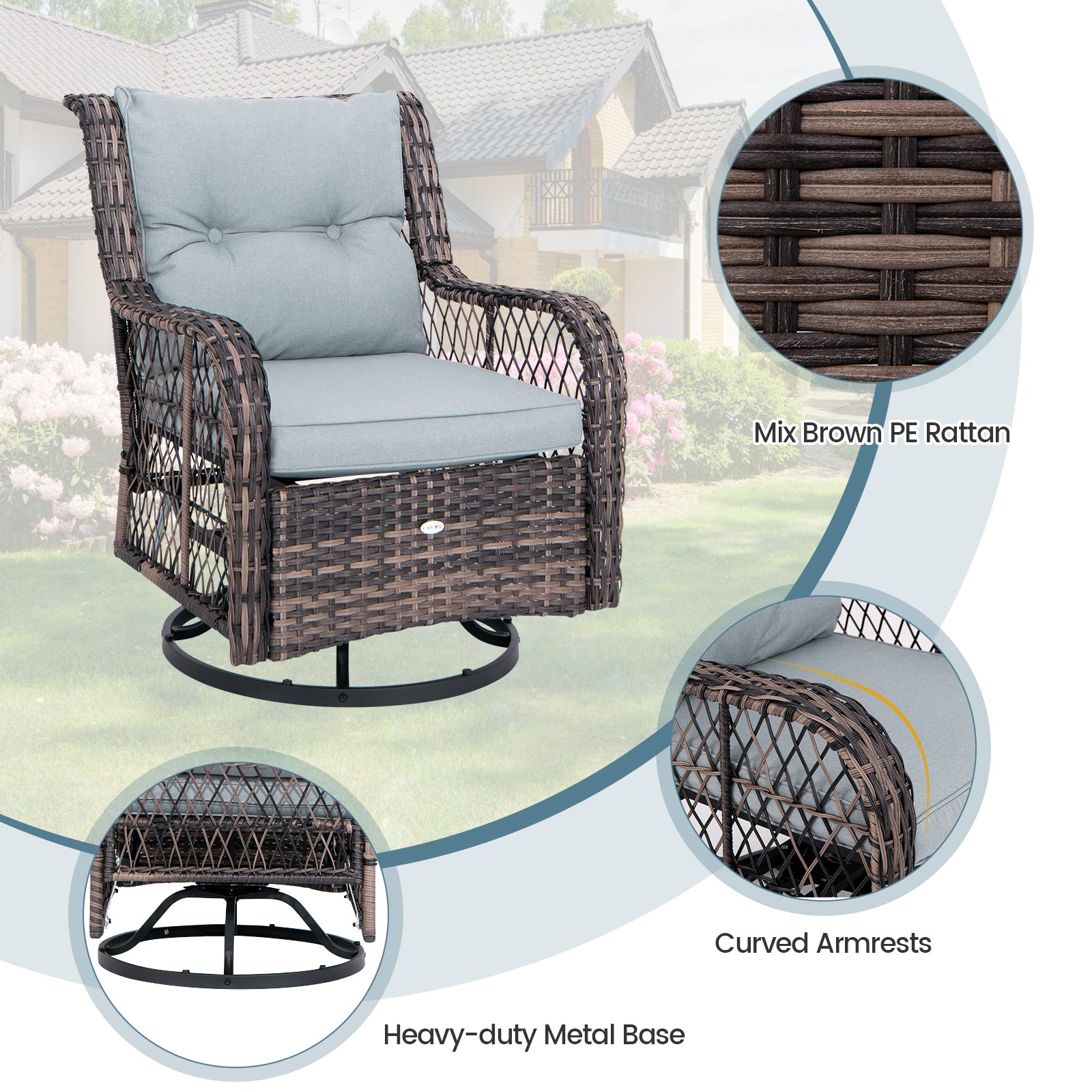 Outdoor Swivel Rocker Set, 3 Pieces, With Side Table, Gray Patio Conversation Sets at Gallery Canada